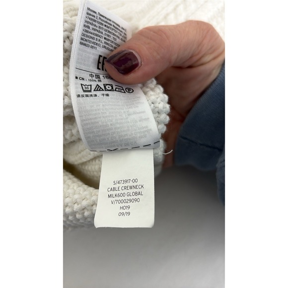 Gap Chunky Cable Knit Fisherman Sweater Womens Small White Cotton Preppy Coastal - Picture 5 of 8